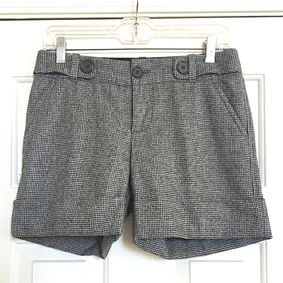 BANANA REPUBLIC Wool Shorts Black Gray Martin Fit Neutral Houndstooth - Picture 1 of 9